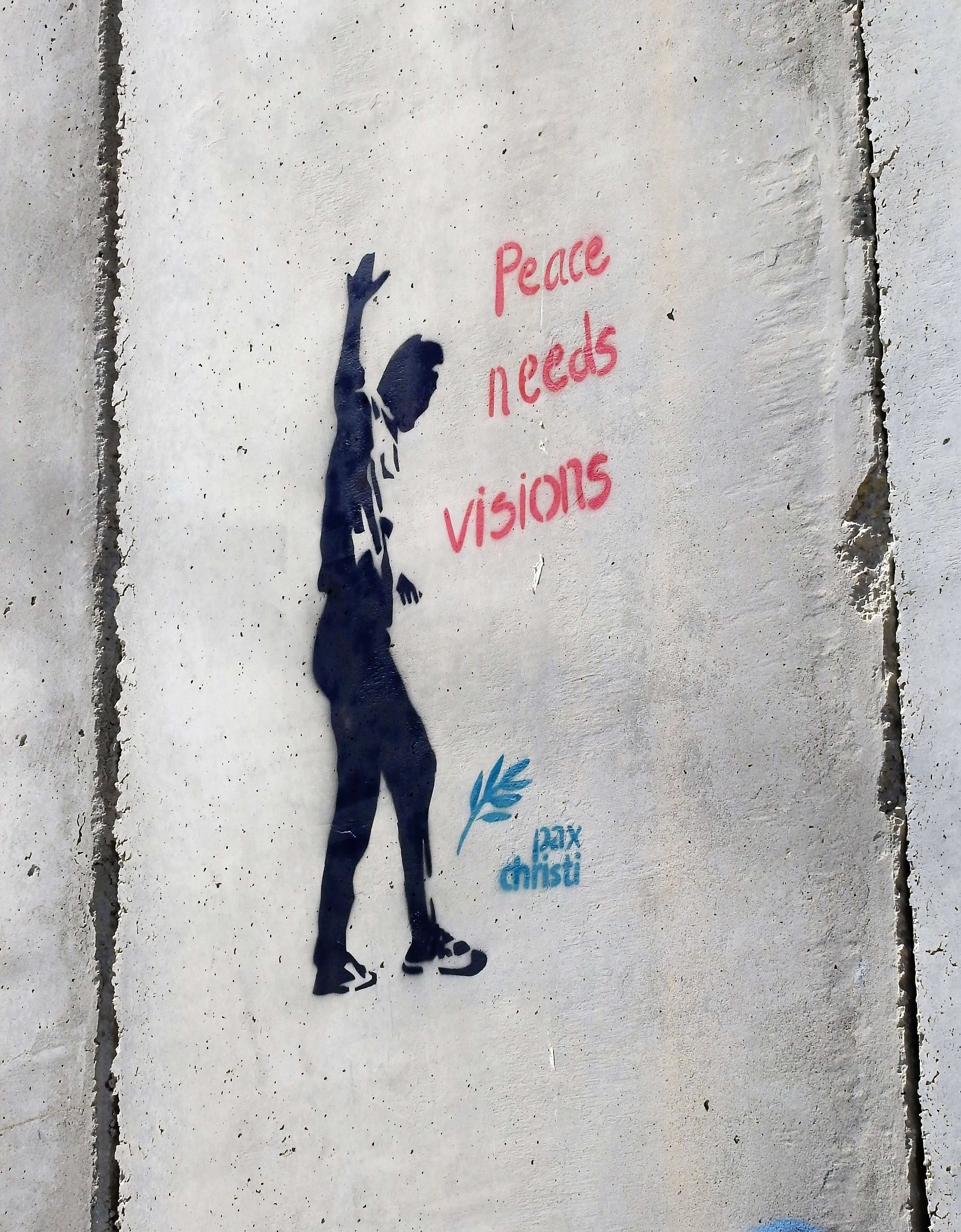 Graffito an der völkerrechtswidrig gebauten Mauer nahe Bethlehem